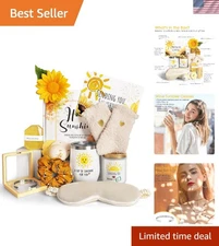 Sending Sunshine Gift Basket: Spa Essentials & Wine Glass Gift Set for Her