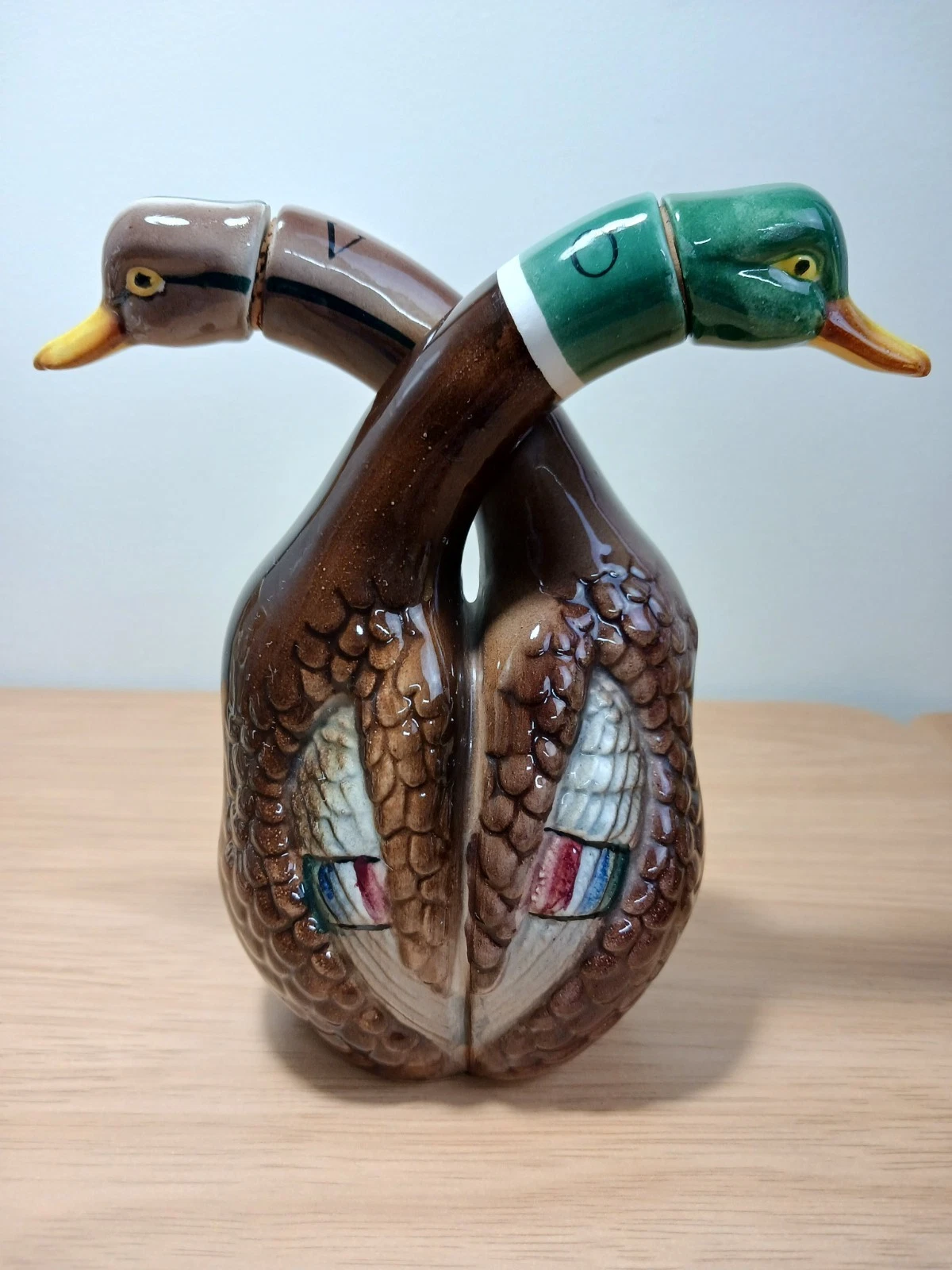 Vintage (1950s) Ucagco Double Spout Cruet, Oil Vinegar, Entwined Mallard Ducks