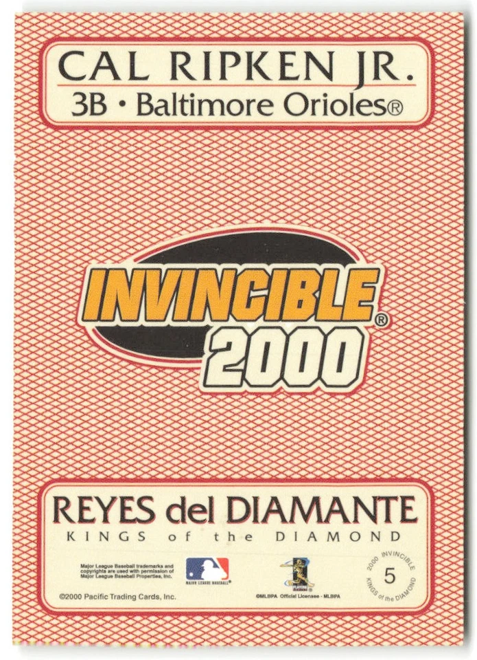 Pacific Invincible Cal Ripken Jr. Kings of the Diamond 2000/299 #5 Orioles Foto 2 de 2