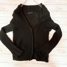 Y's Black Asymmetrical Long Sleeve Knit Sweater 100 Linen by Yohji Yamamoto