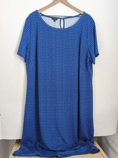 NWT Talbots Plus Size 3X Shift Dress Jersey Blue Geometric 