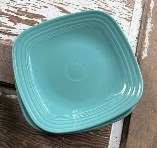 Fiesta Square Plate Fiestaware Dinner Plates Turquoise Teal Blue 10.75" x 2