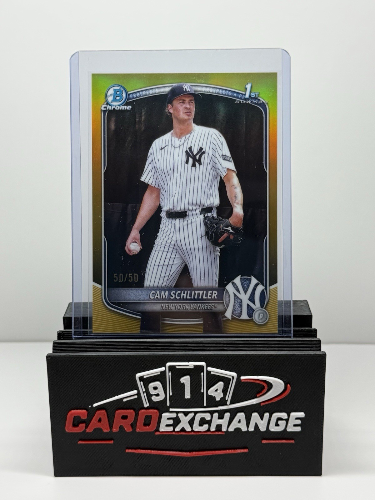 2025 Bowman Chrome 1st Cam Schlittler True Gold /50 Yankees BOOKEND 50/50