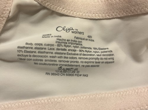 Olga Luxury Lift Full Coverage Lace Underwire Bra 35063 Pink Size 42D NWT - Picture 6 of 6