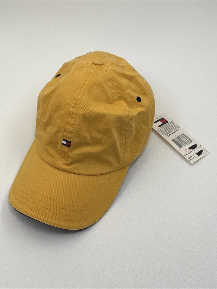 De colección Tommy Hilfiger Sombrero Gorra Cuero Correa Ajustable Amarillo 2006 NUEVO Foto 2 de 4