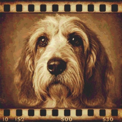 Grand Basset Griffon Vendeen Welpe Hund Echos auf Film gezählt Kreuzstich