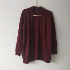 Charter Club Luxury Cardigan Sweater Womens S Cashmere Burgundy Open Front