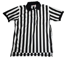 Rawlings Umpire Referee Shirt Black White Striped Zip Front Size XL