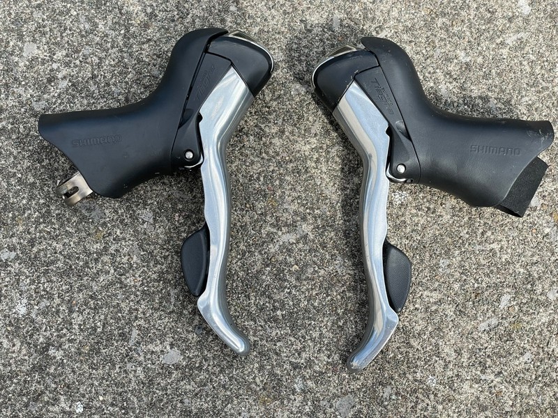 Shimano Tiagra 4600 shifters, 2x10 speed, silver, used but in good condition