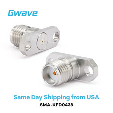 SMA Female Connector, 2 Hole Flange,Hole Spacing 12.2mm,Pin Dia 0.38mm, DC-26.5G
