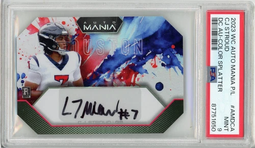 2023 WILDCARD AUTO MANIA CJ STROUD #AMDC-A ROOKIE COLOR SPLATTER AUTO PSA 9