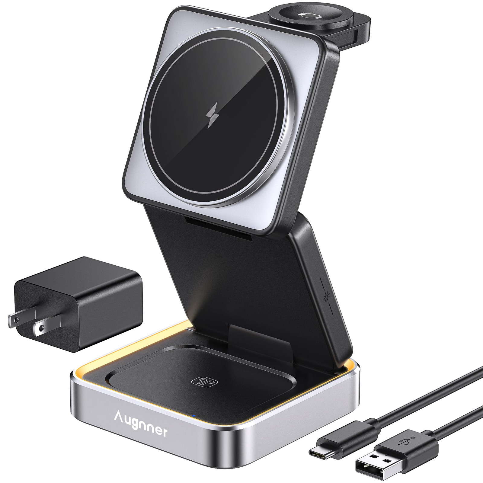 【2025 Upgraded】 Wireless Charger 3 in 1, Foldable Wireless Charging Station w...