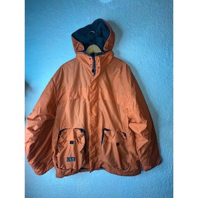 Nike Vintage ACG Hooded Jacket Mens Large Orange Fleece Lined Full Zip Puffer