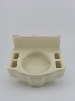 Vintage Ivory Cream Ceramic Tile Mountable Toothbrush & Cup Holder MCM