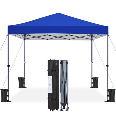 Pop-up Canopy with One-Push-to-Lock Setup Mechanism, 8 x 8 FT, Blue