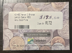 40-4 B.C. Herod I Bronze Lepton Eagle Littleton Coin Co.