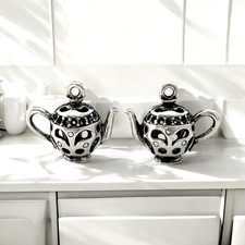 2 pcs Silver 3D Mini Teapot Charms 18mm Hollow Cutout Antiqued DIY Bead Findings