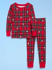 New! Boys or Girls Old Navy Red Plaid Disney Mickey Pajamas 2 pc Set Size 5T