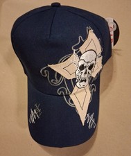 skull baseball cap blue gray skull