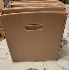 6 Brand New Felt Taupe Storage Boxes Flexible Sides for Easy Storage Home Decor