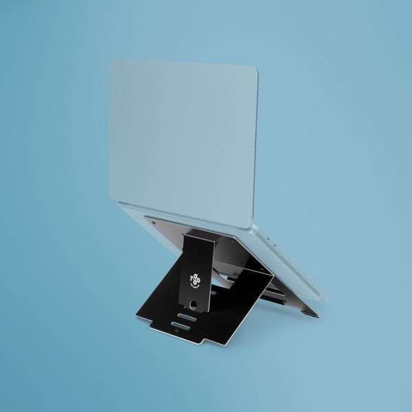 Supporto per laptop r-go riser flexible, ergonomico, regolabile e pieghevole, alluminio hylite, nero - Immagine 2