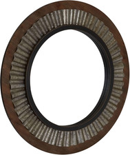 Wood Framed Sunburst Metal Mirror, Brown