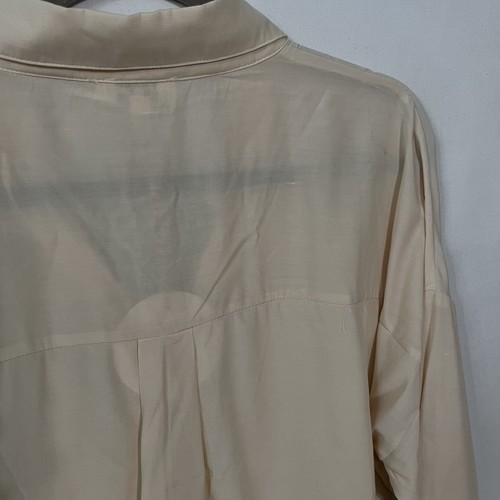 Umgee button up blouse M medium NWT Ivory Cream Long roll tab sleeves womens top - Picture 6 of 8