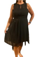 Ann Taylor Black Sleeveless Pleated Dress Size 8 Little Black Dress Lined LBD