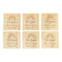 6Er Set Untersetzer Holz Ein Segen FüR Deinen Weg - Herzmotiv Mit Spruch: Ein