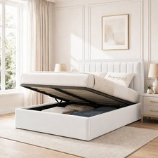 Image of New Luxury Ottoman Storage bed Frame Upholstered Plush Velvet - Lined Headboard
