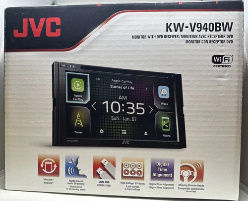 JVC KW-V950BW CD/DVD Receiver wired w/Metro 70-1729 Wiring Harness incl. Sirius