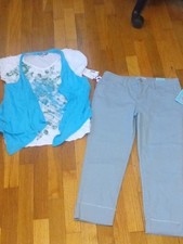 Neu mit Etikett Mädchen 16 hellgrün Capri und Kurzarm Lagenlook Oberteil