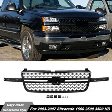 For 2003-2007 Chevrolet Silverado 1500 2500 3500 Front Upper Grille Onyx Black