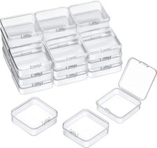 24-Piece Small Transparent Plastic Bead Storage Box with Hinged Lid