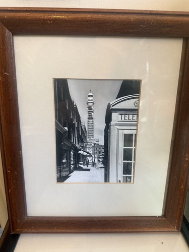 Vintage framed photo print of 1960s London's Post Office Tower 36cm x 30cm