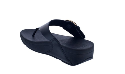 Sandalias De Dedo De Cuero Con Hebilla De Resina FitFlop Lulu Negro - Imagen 6 de 10