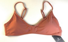 VOLCOM Simply Solid Crop Bikini Top Size Medium Mauve Rose Retail 55