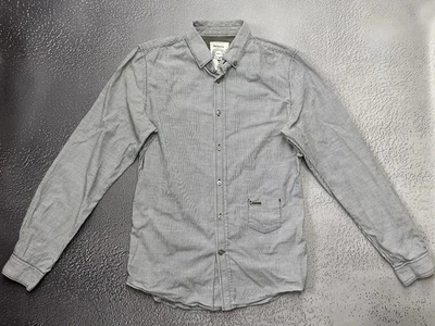 Diesel Herren weiß grau gestreiftes Button Down Hemd Größe Medium Slim Fit - Bild 1 von 4