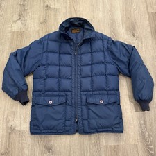 Vintage Eddie Bauer Goose Down Jacket 1980s USA Made 80s Ski Navy Blue Medium
