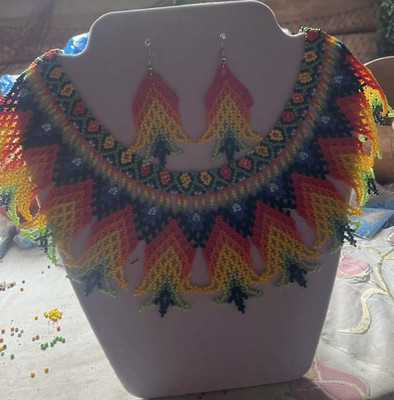 Artisan Handcrafted Multicolor Glass Beaded Bib Necklace for Women