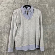 Drew Women’s sweater with striped shirt insert size M made in USA career preppy