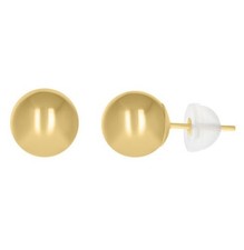 Brand New 14kt Yellow Gold 8mm Ball Stud Earrings