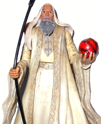 Lord of the Rings 2004 SARUMAN orange palantir complete toybiz