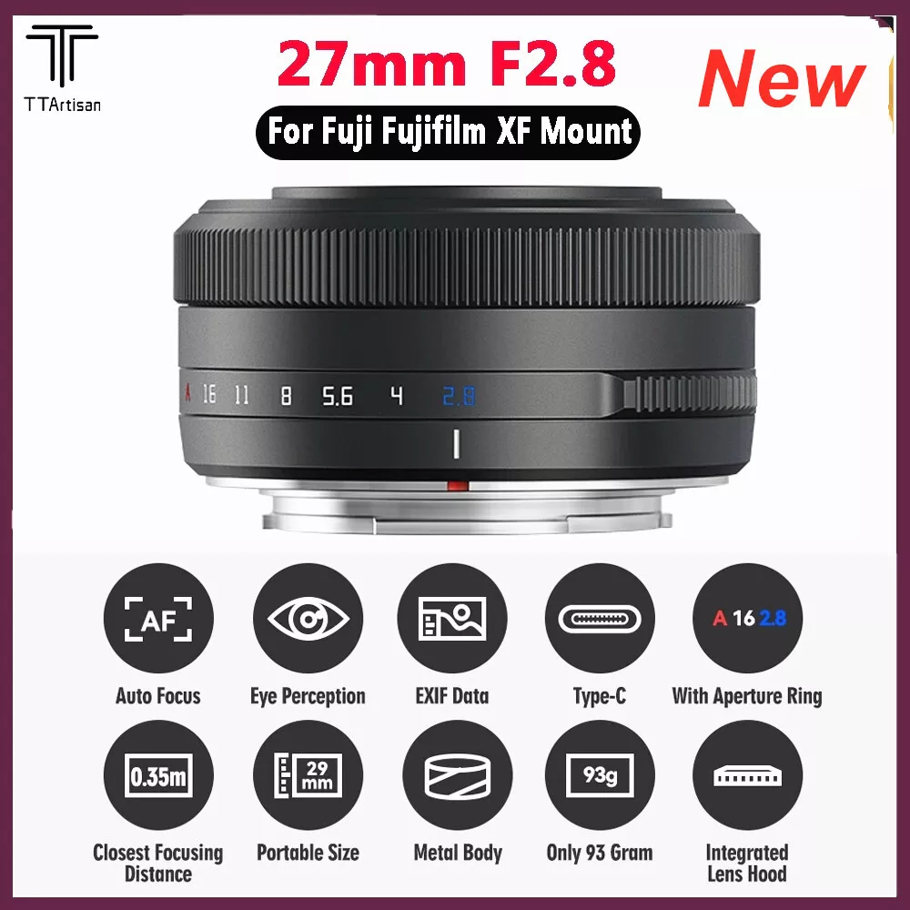 TTArtisan 27mm F2.8 APS-C Auto Focus Lens STM for Fujifilm Fuji X mount  Camera