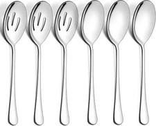 6 Pack Serving Spoons Set, Stainless Steel Large  Slotted Spoons for Buffet
