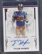 TYLER HIGBEE 2016 NATIONAL TREASURES RED JERSEY NUMBER ROOKIE AUTO RC #D 70/89