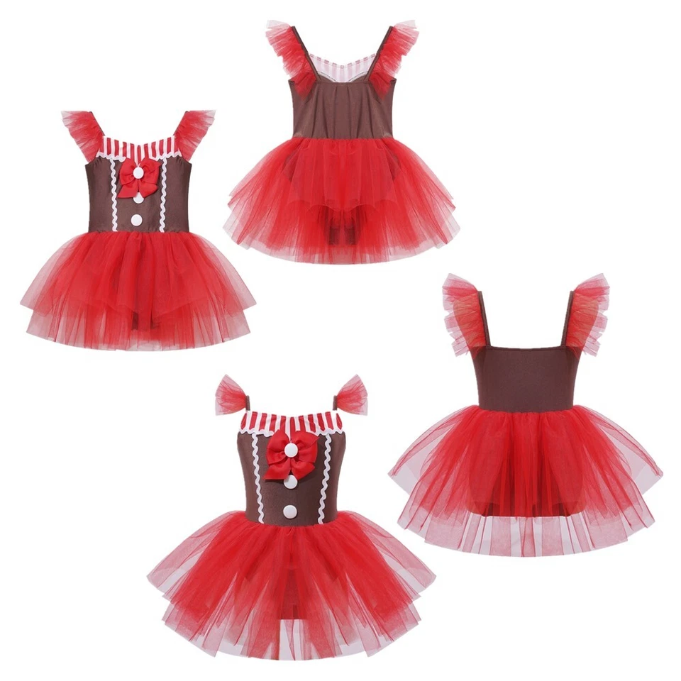 Kids Girls Tutu Dress Dress Up Skirt Dancing Dance Costumes Cosplay Tulle Show - Image 3 of 4