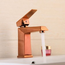 Rose Gold Bathroom Basin Faucet Single Handle Deck Mounted Brass Mixer Basin Tap
