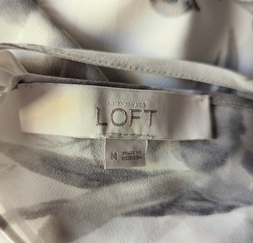 LOFT Ann Taylor Damen Medium elfenbein grau Vogel Blumen ärmellose Bluse - Bild 4 von 7
