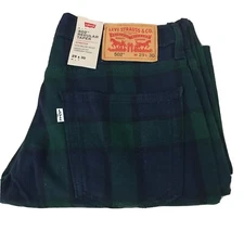 Levis 502 Regular Taper Men’s Plaid 29x30 Stretch Jeans Pants New AR215